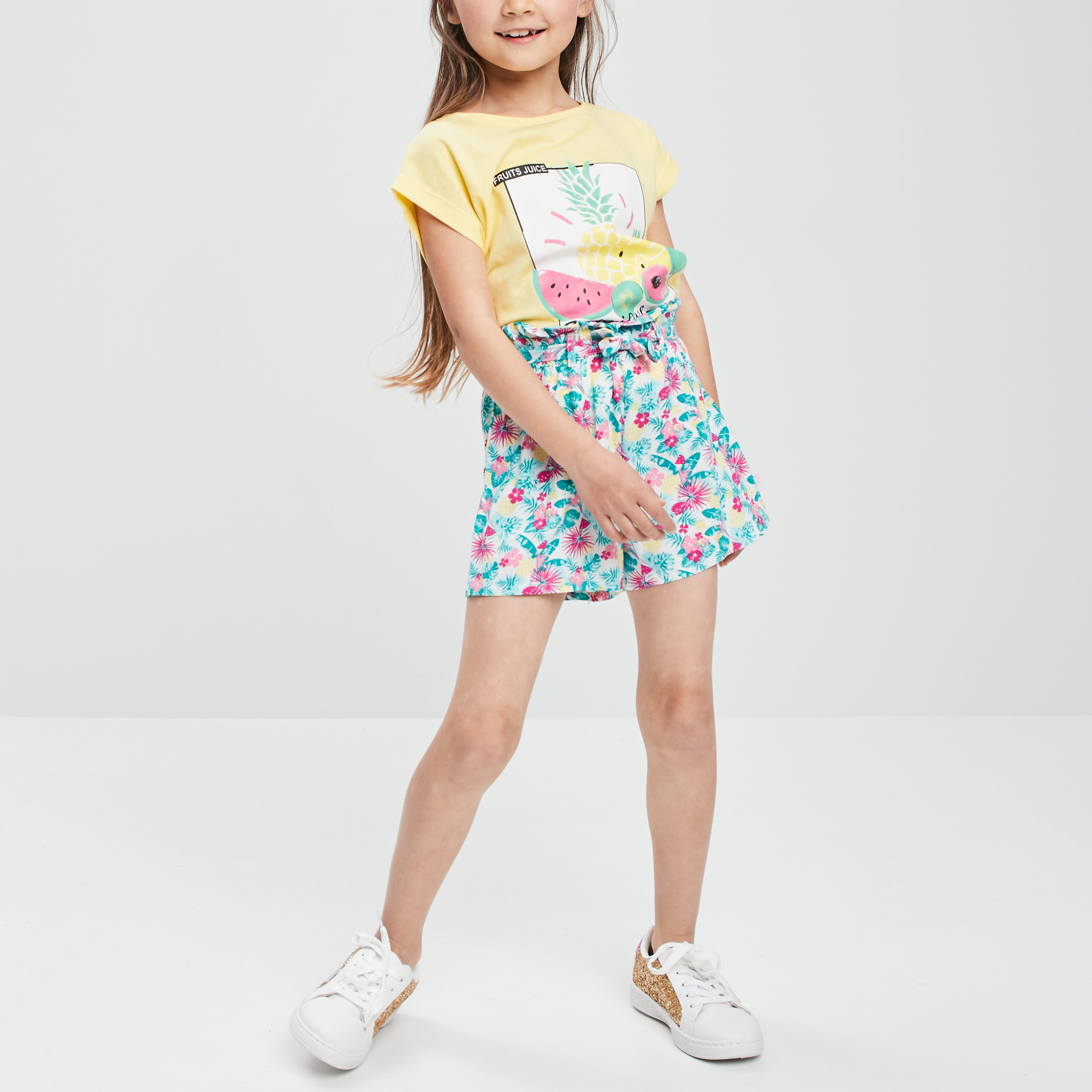 T-shirt manches courtes jaune pastel fille | La Halle