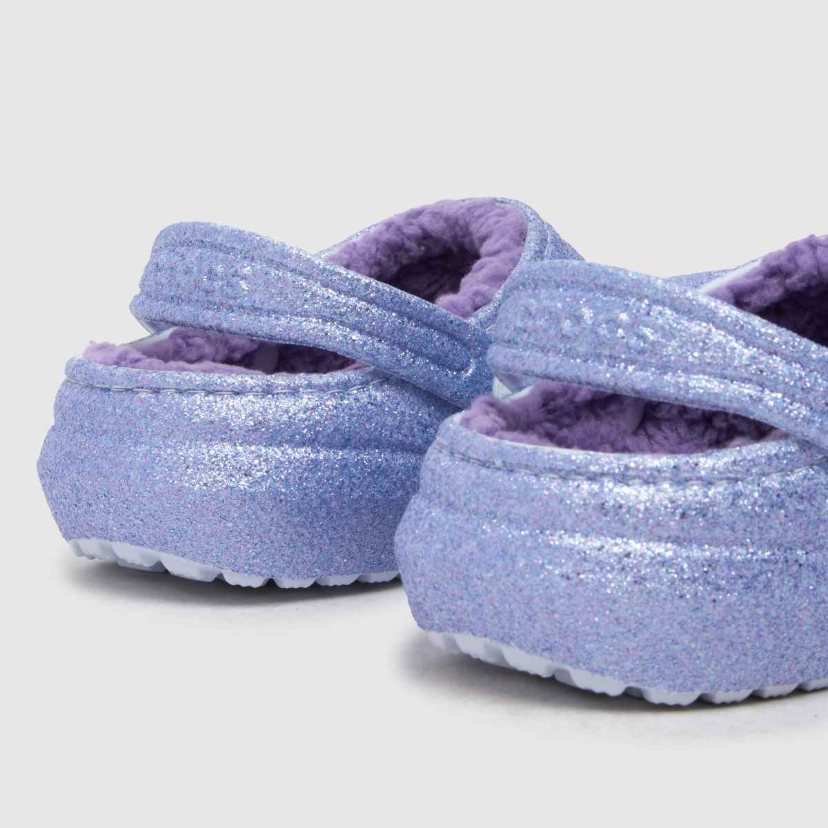 Crocs lila klassiska fodrade glitterträsko flickor juniorsandaler