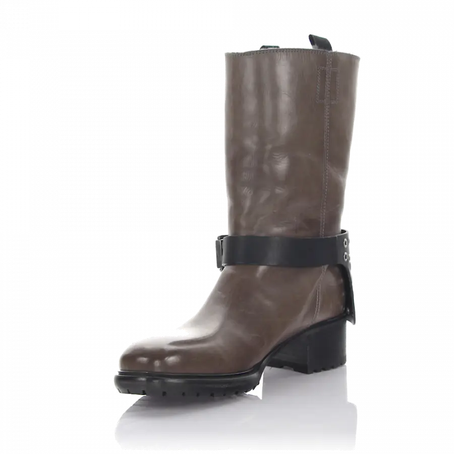 Rossano Bisconti - Stiefel PARMA Kalbsleder Zierschnalle braun - grau