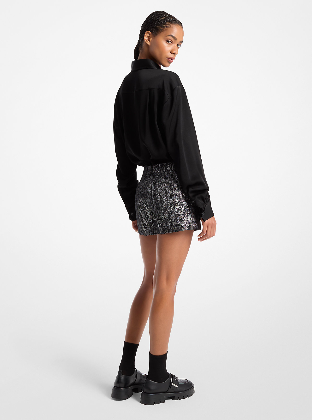 Metallic Moiré Shorts - SVART/SØLV