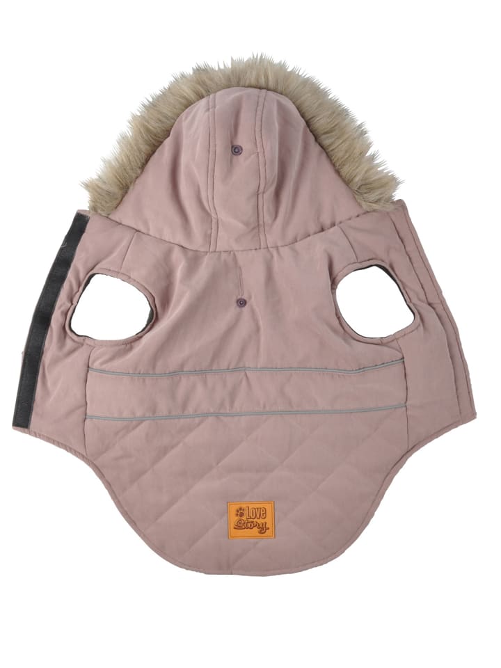 dynamic24 Hunde Winterjacke Hundemantel Kapuze  in Rosa günstig kaufen