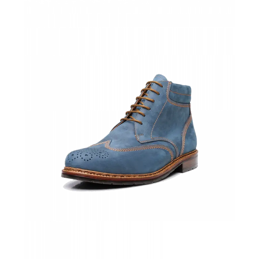 Heinrich Dinkelacker - Stiefel JANOSH K FULL-BROGUE H Nubukleder - blau
