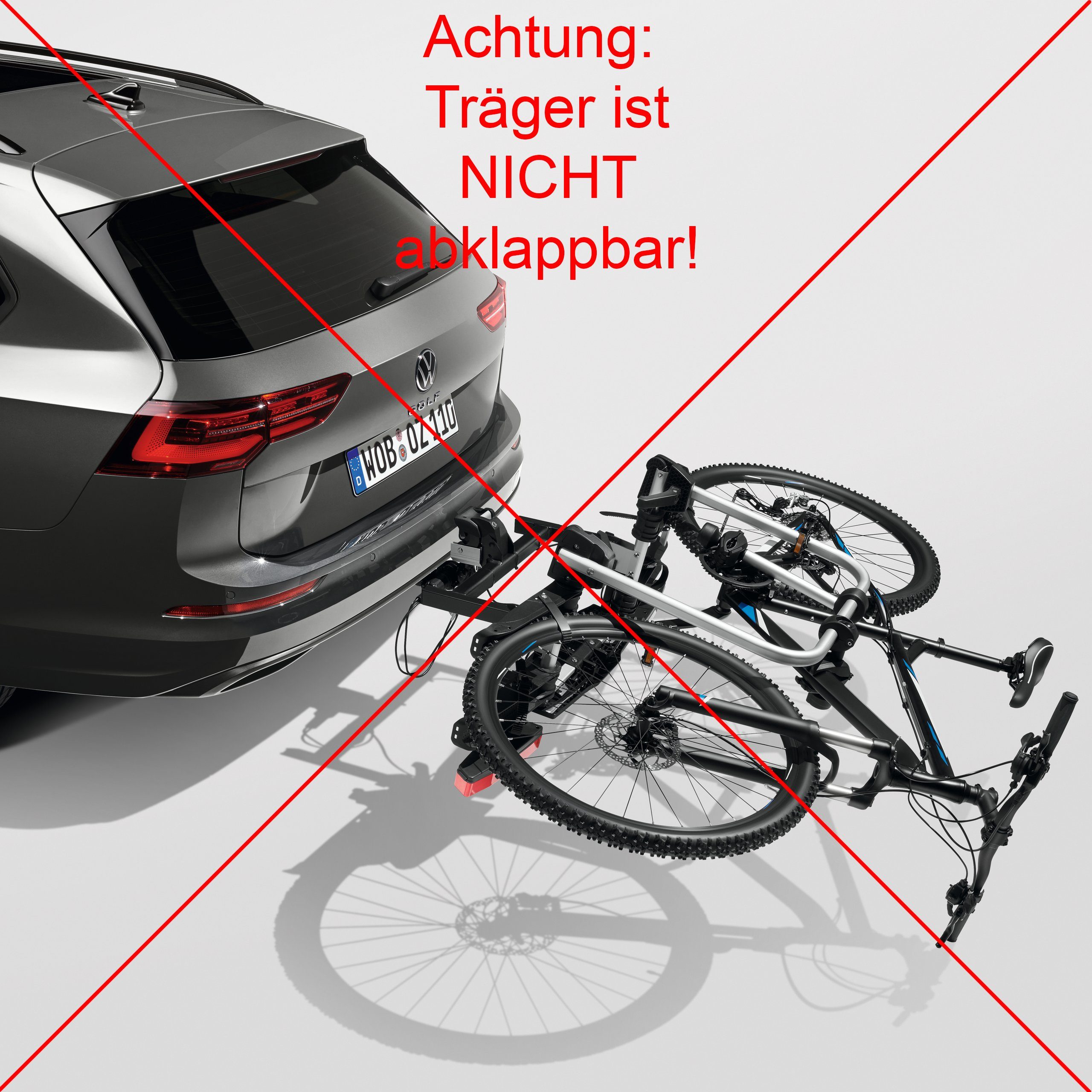 Volkswagen Kupplungsfahrradträger Basic, für max. 2 Räder, (1-tlg., 000-071-105-K), Diebstahlschutz, Vormontiert, für Anhängekupplung, Traglast insg. 60kg