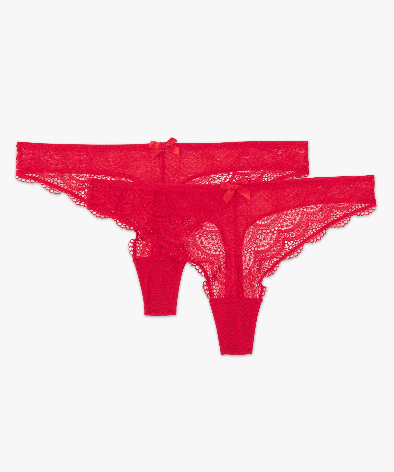 String en dentelle et tulle femme (lot de 2) rouge | GEMO
