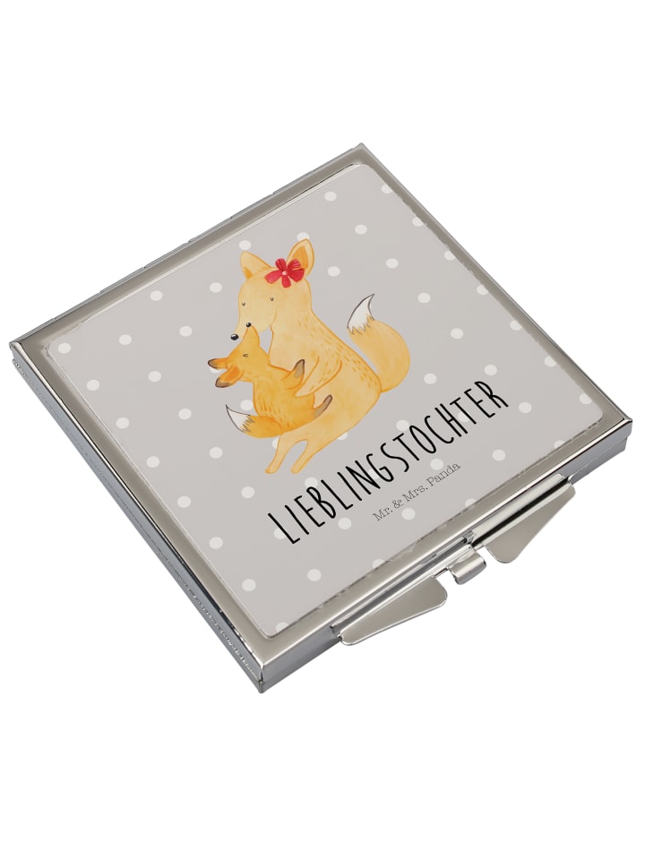Mr. & Mrs. Panda Handtaschenspiegel quadratisch Fuchs Mama mit S... in Grau Pastell günstig kaufen onesize
