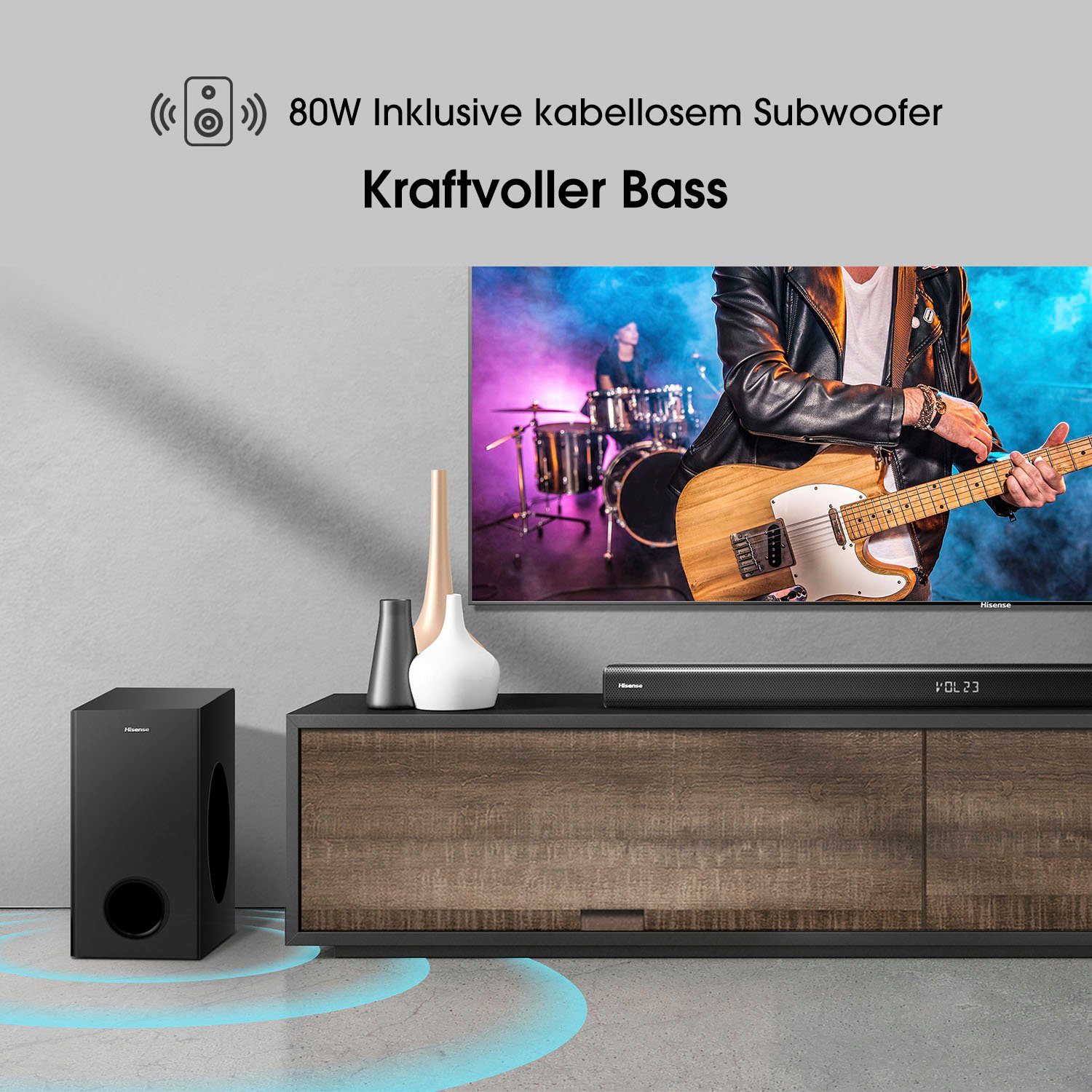 Hisense HS218 2.1 Soundbar (Bluetooth, 200 W, Home Theater System, 200W, Subwoofer)