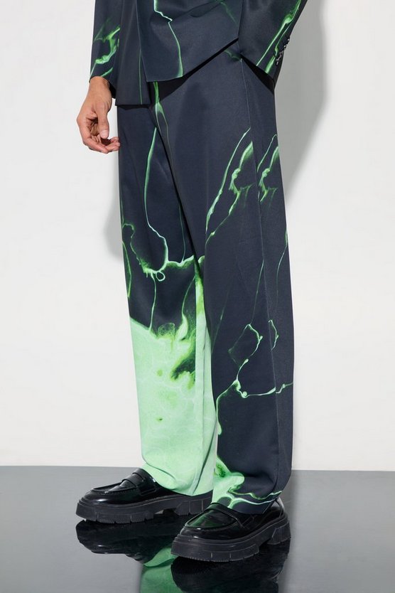 Lockere Hose mit Marmor-Print