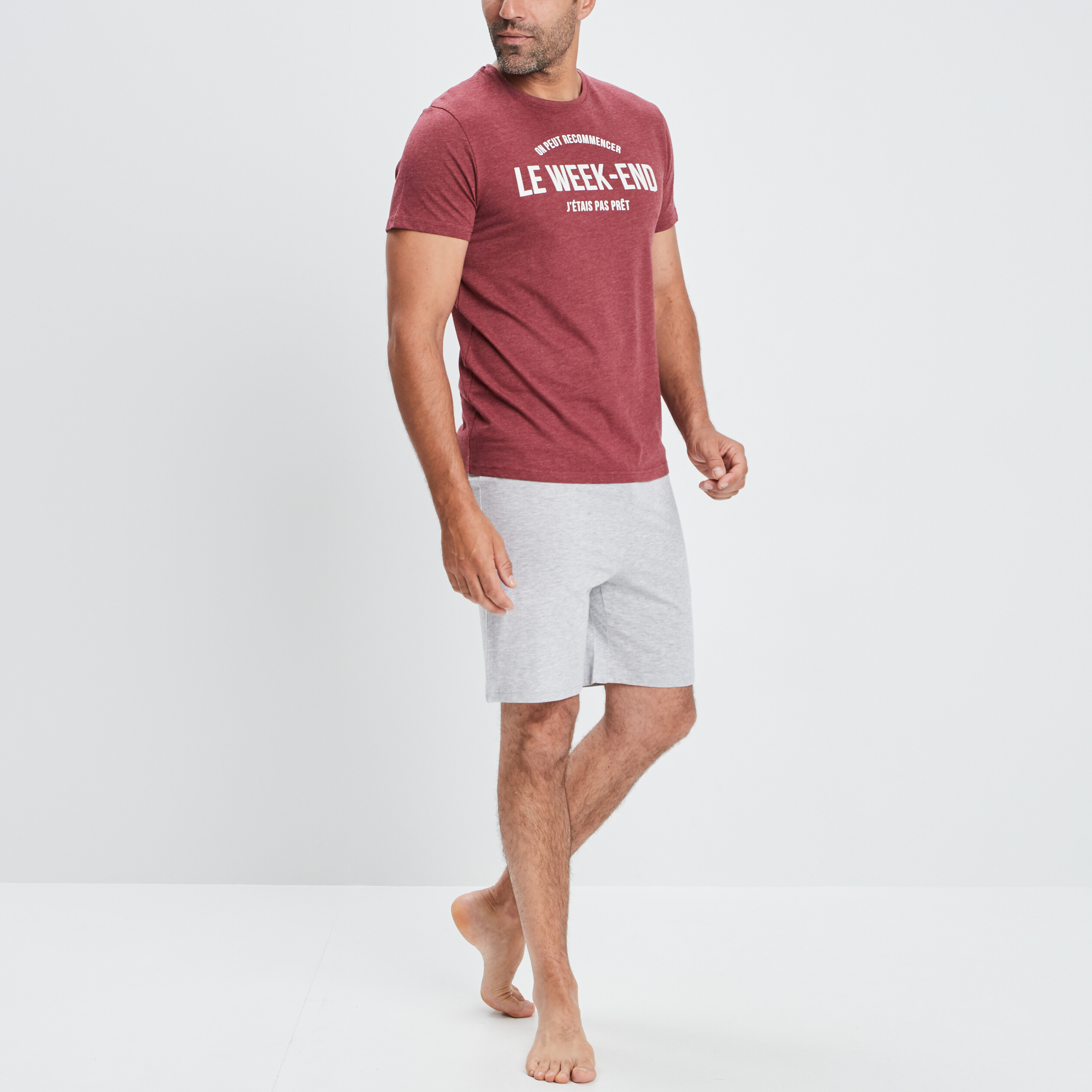 Ensemble pyjama 2 pièces bordeaux homme | La Halle