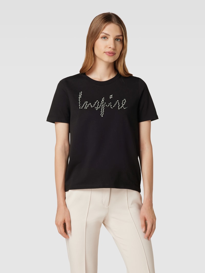 T-Shirt mit Label-Stitching in schwarz