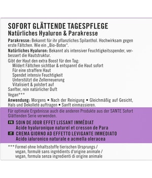 Sante Sofort glättende Tagespflege Natürliches Hyaluron & Parakresse Tagescreme-50 ml