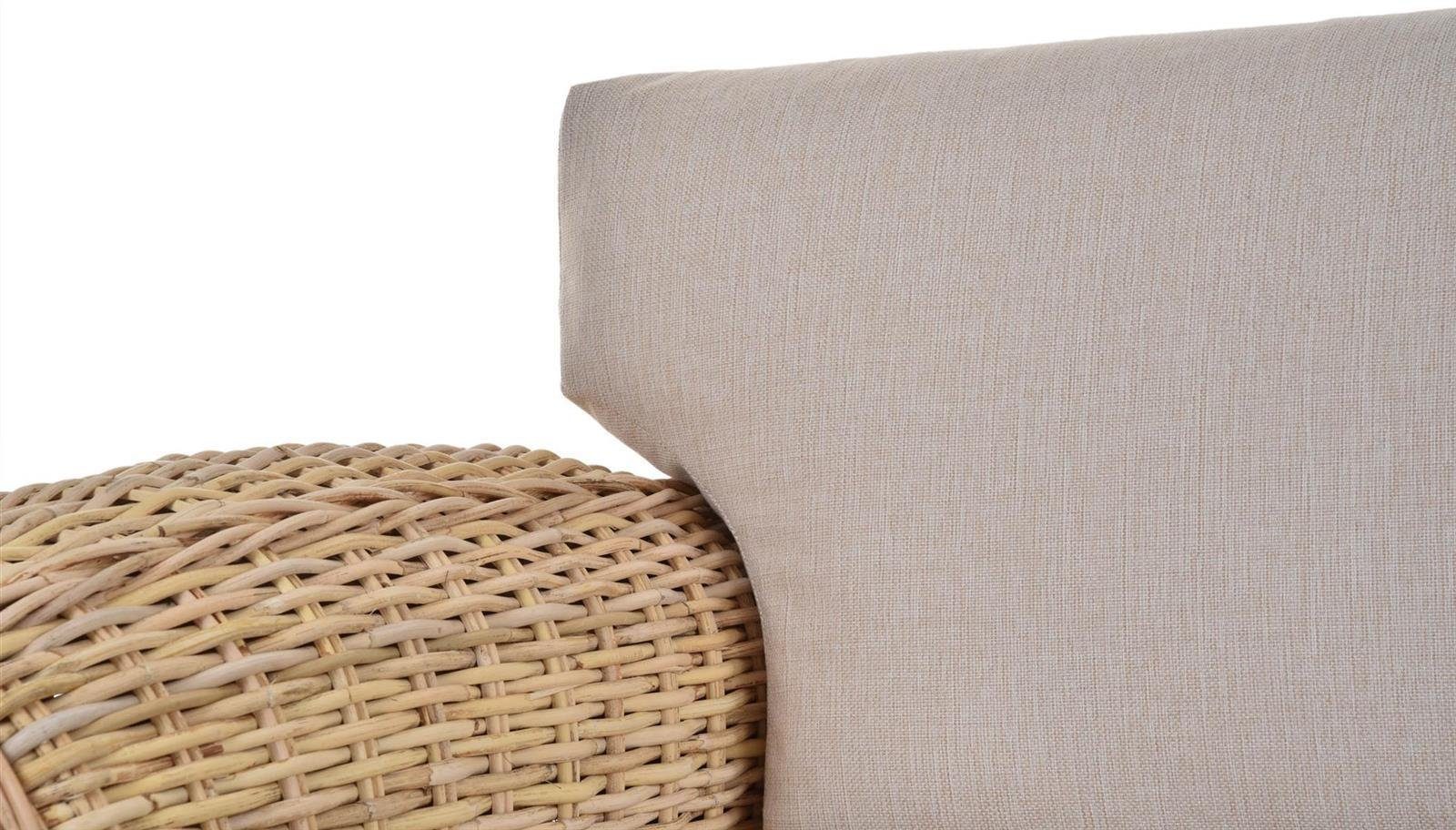 Krines Home Loungesofa Rattan-Sofa Chester 3-Sitzer Liegesofa Wintergarten Couch/ Polster