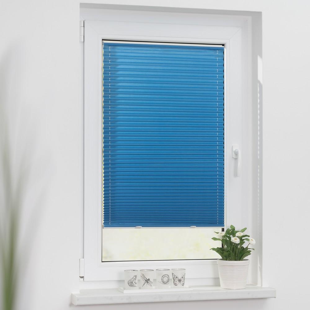 Lichtblick Plissee Haftfix, ohne Bohren Blau, 75 cm x 130 cm (B x L)