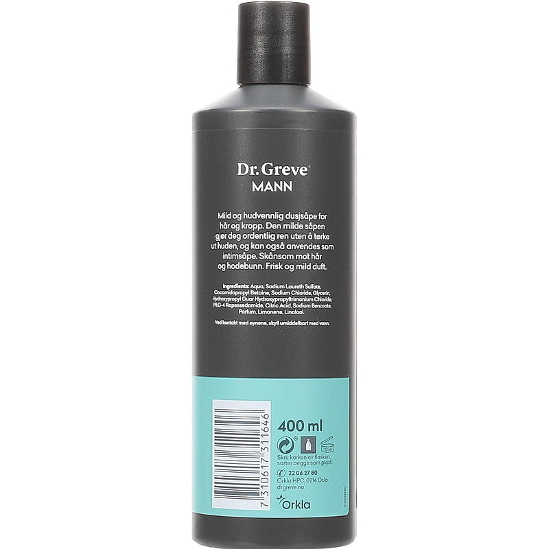 Dr Greve Hår & kropp mann 400 ml, Dr Greve