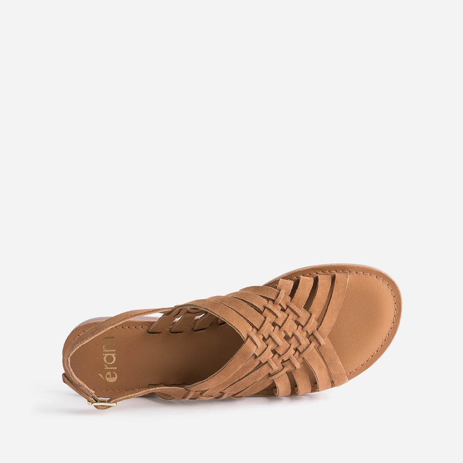 Sandale marron en cuir velours tressé