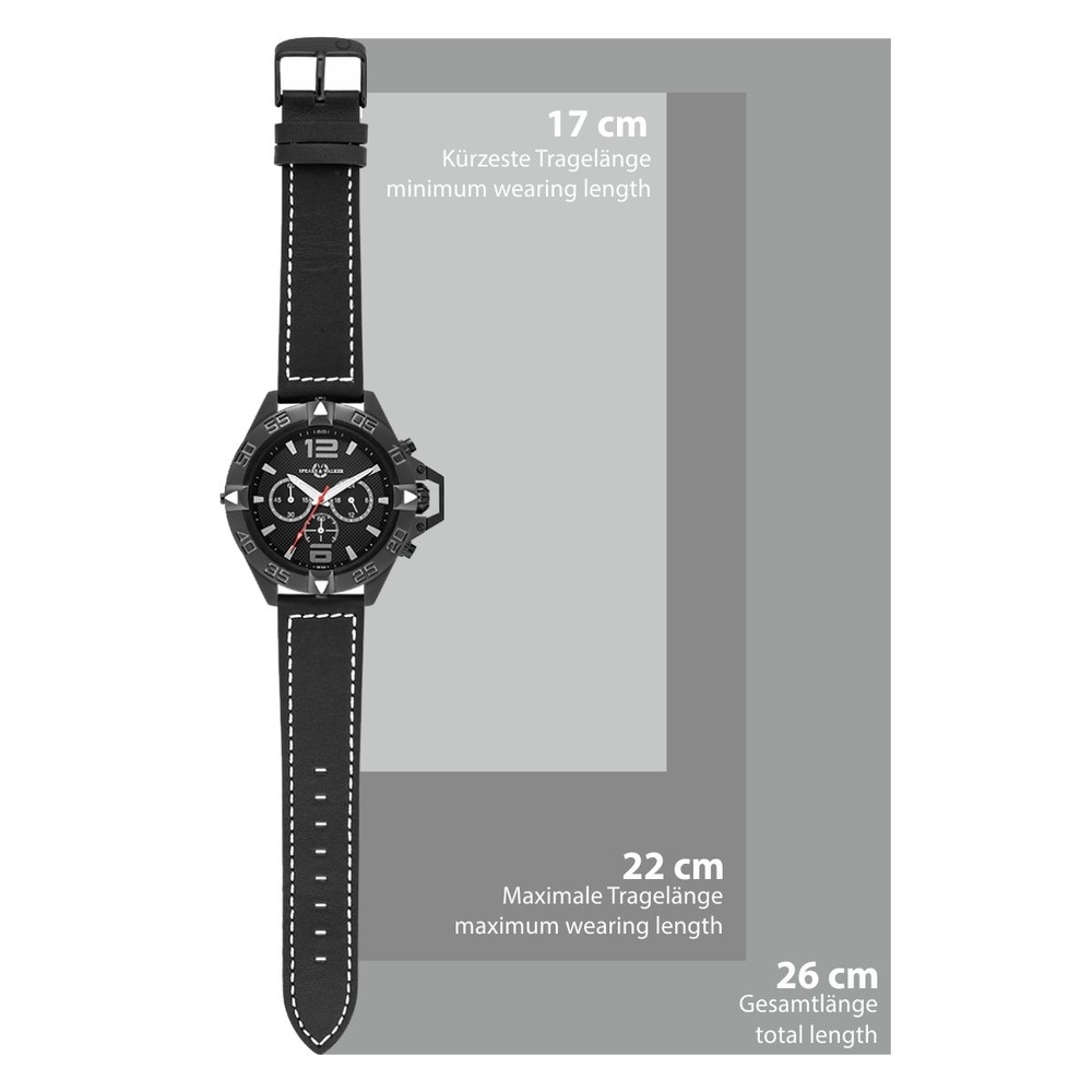 Spears & Walker Montre à quartz Varus II en Noir Cuir véritable en Noir Montre