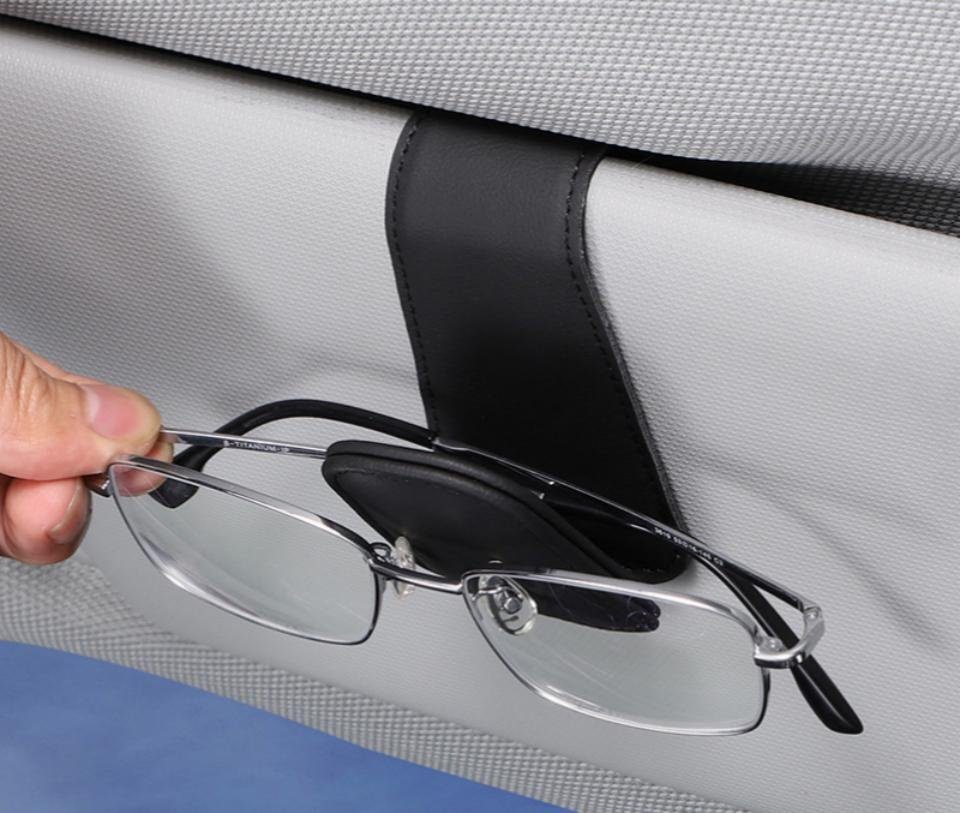 KLLGIA Brillenetui Brillen Halter Für Auto Sonnenbrille, Leder Sonnenbrille Halter