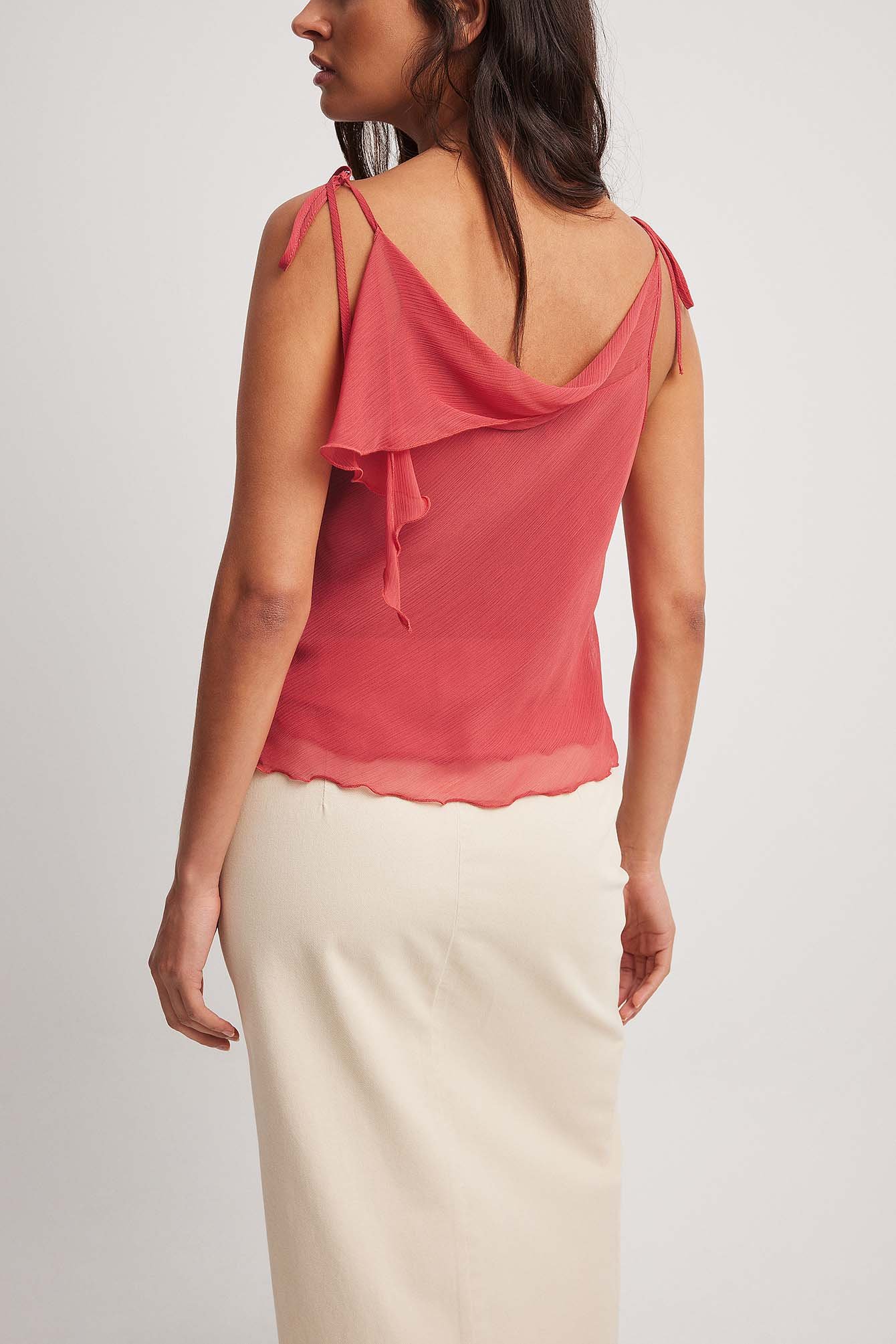 Chiffon-Oberteil mit Rüschen und Schnürung