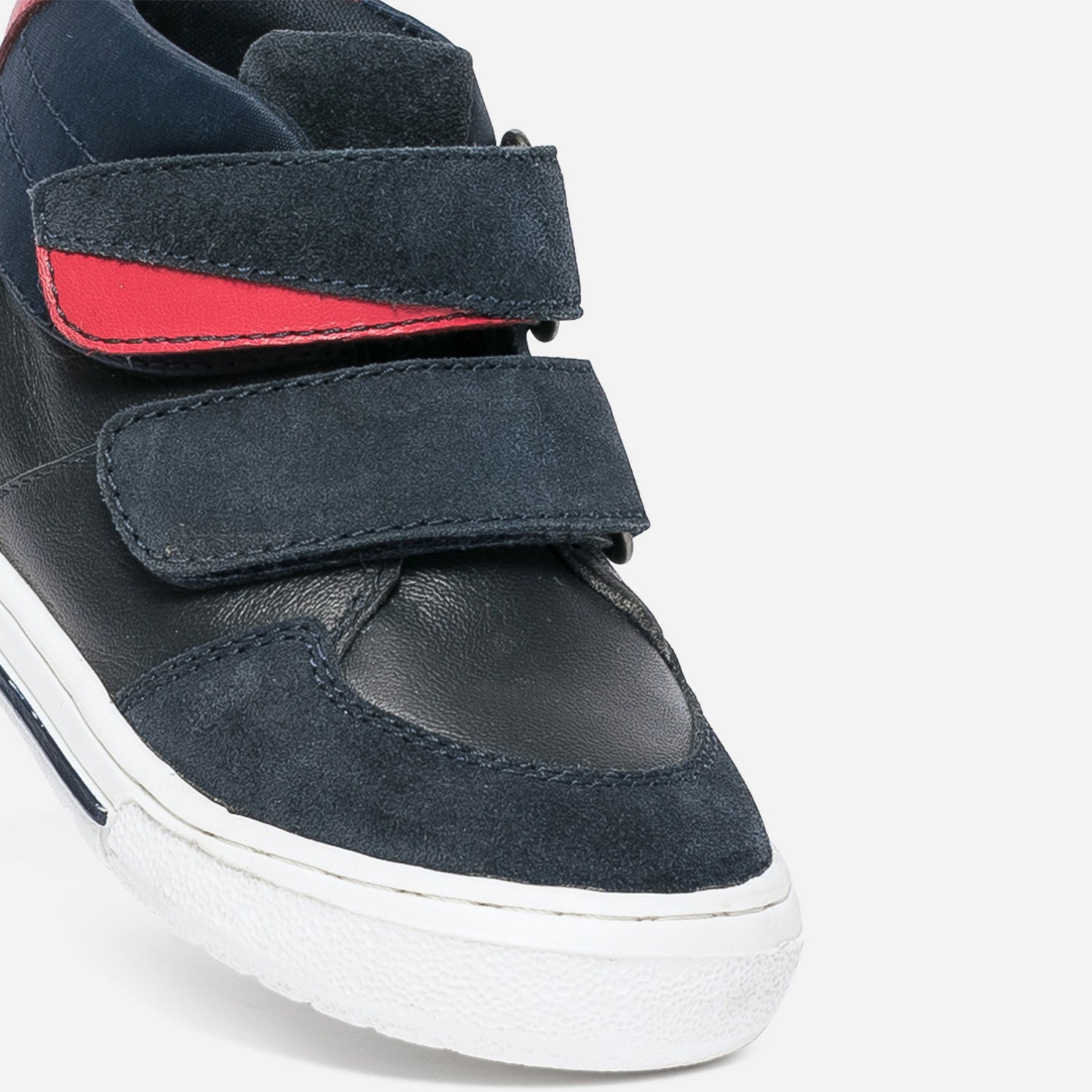 Boots BUGGY marine et rouge en cuir