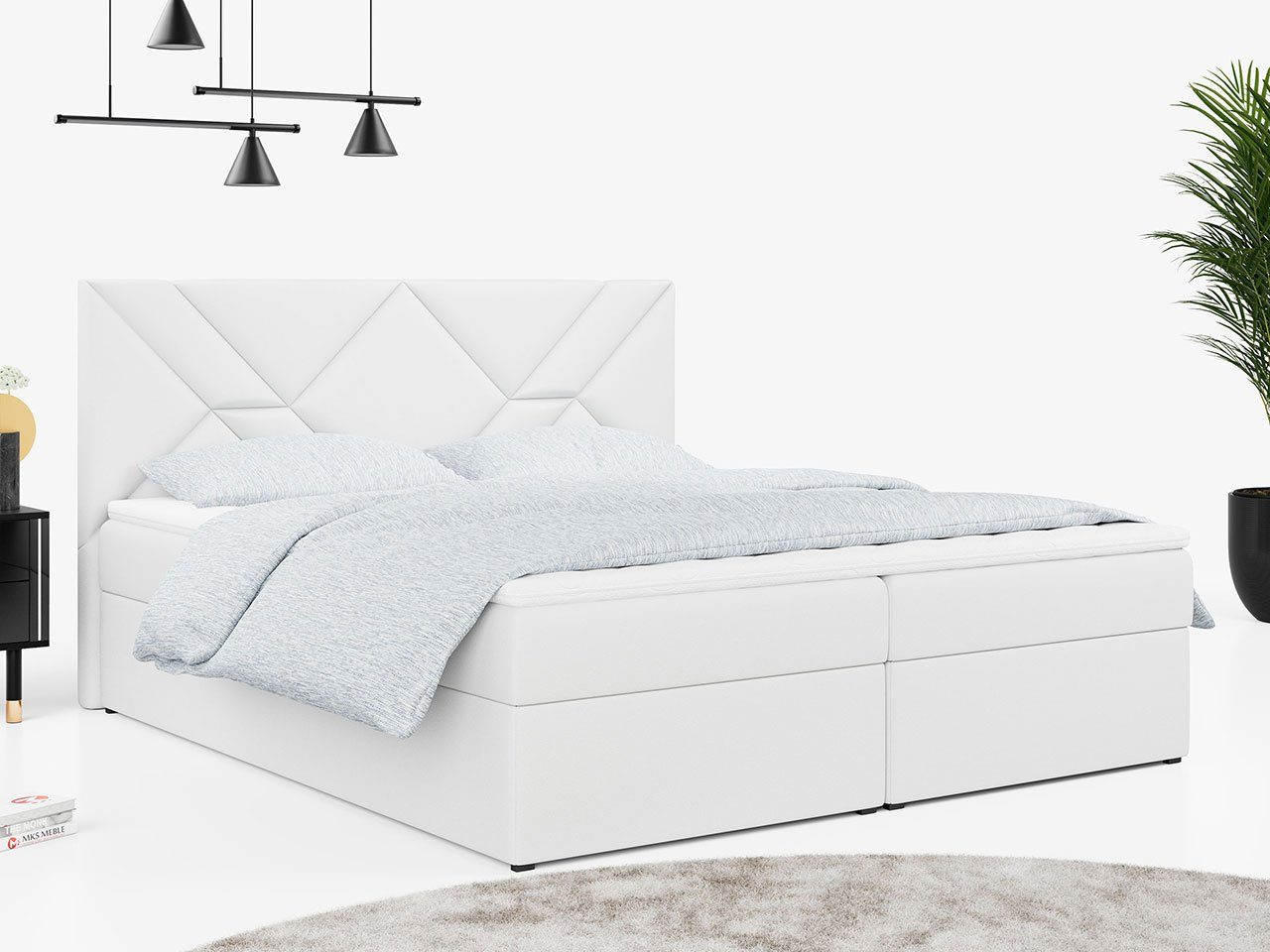 MKS MÖBEL Boxspringbett STELLE 6, Doppelbett, Multipocket-Matratze