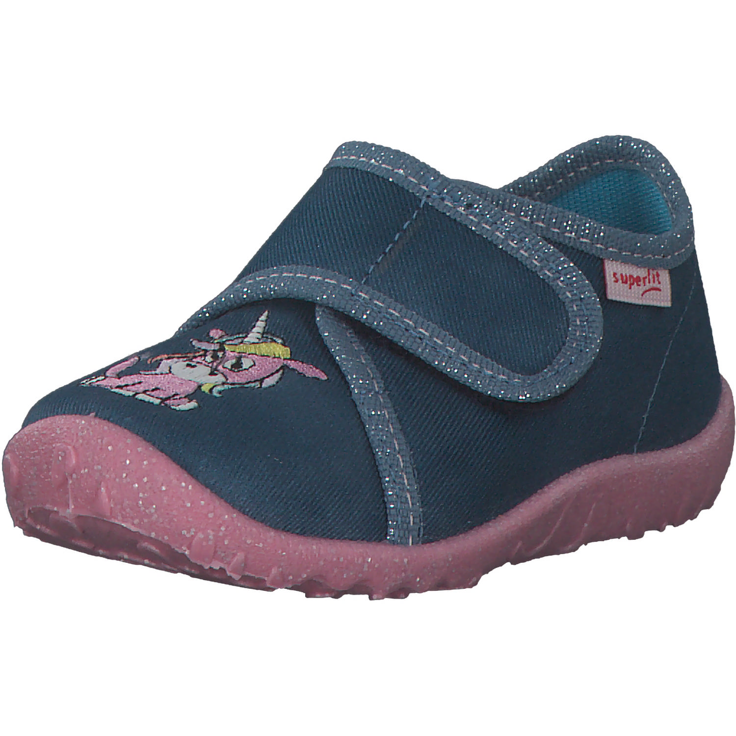 Superfit SPOTTY 09254 W, Hausschuhe, Kinder, Dunkelblau/Rosa