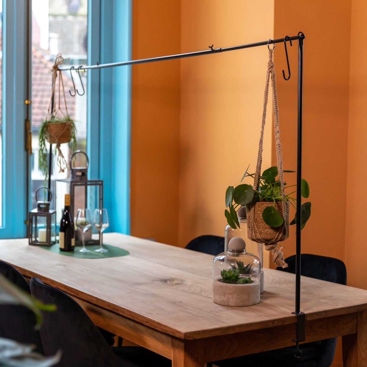 esschert design Dekohänger Tisch Deko Stange Klemme Gestell Deko Metall schwarz ausziehbar Tafel 117-211 cm (1 x Tischstange)