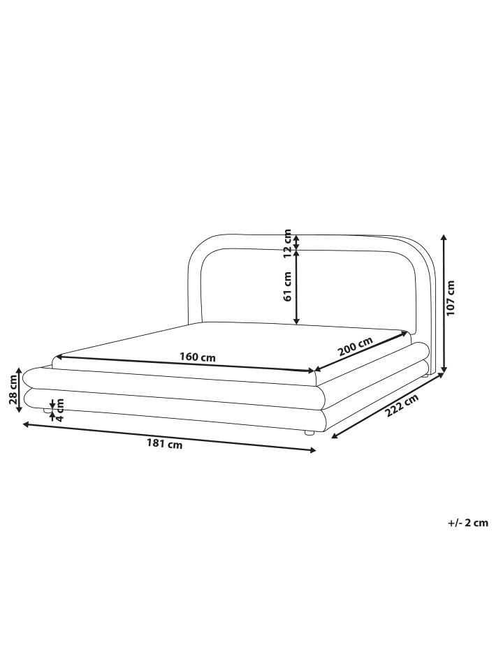 Beliani Doppelbett LAVARDENS in Grün/Schwarz - (W) 181 x (H) 107 x (L) 222 cm günstig kaufen onesize