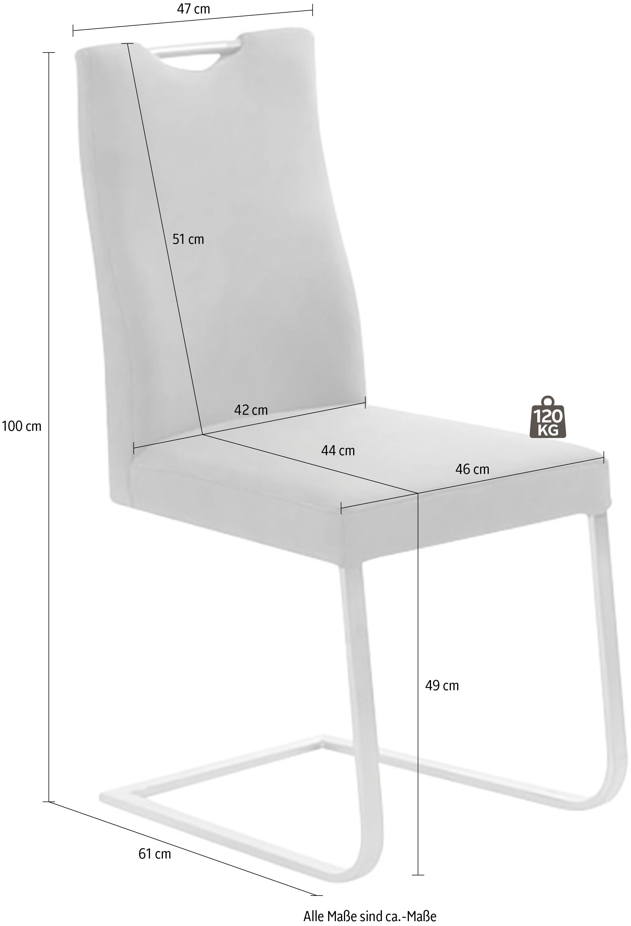 K+W Komfort & Wohnen Freischwinger 6194, mit praktischem Griff oben am Rücken, Gestell aus Edelstahl
