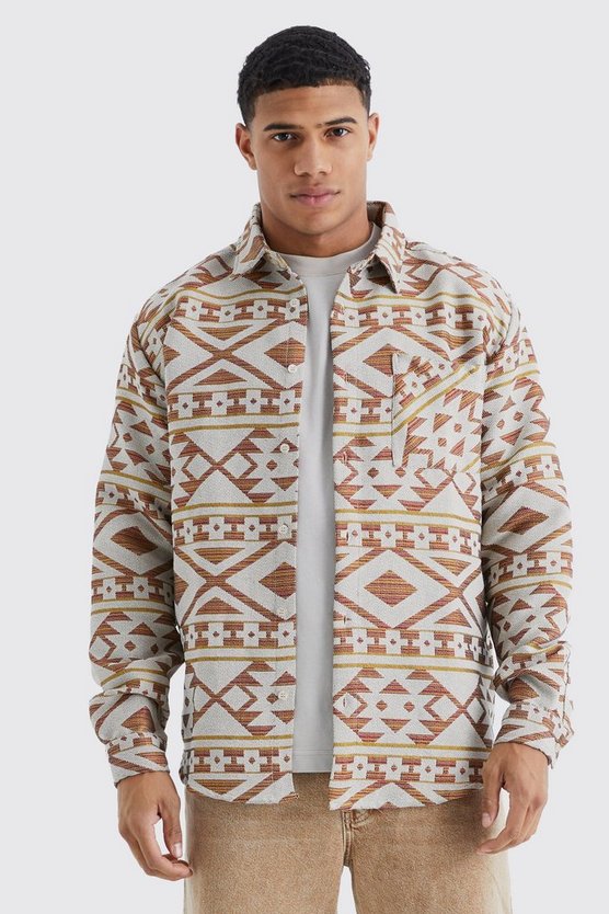 Langärmliges Oversize Jacquard Overshirt