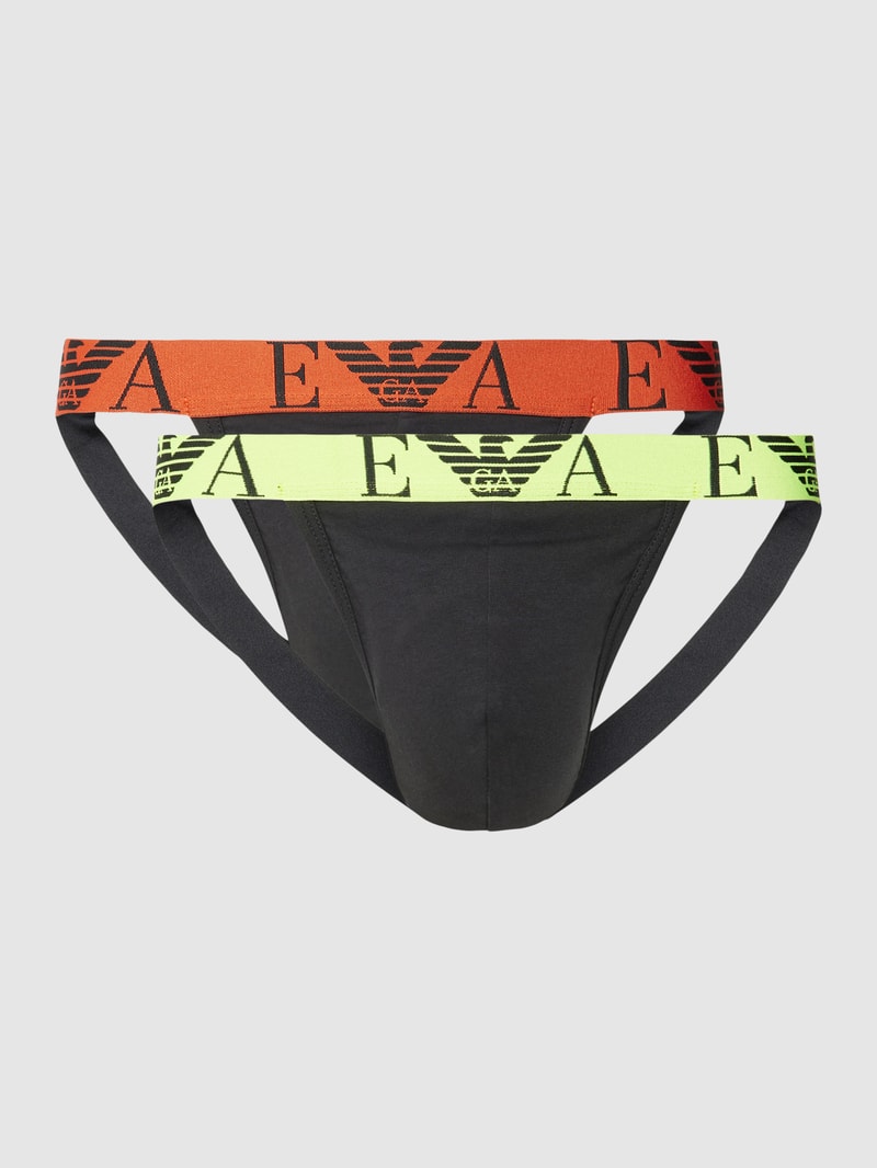 Jockstrap mit Logo-Bund im 2er-Pack in schwarz