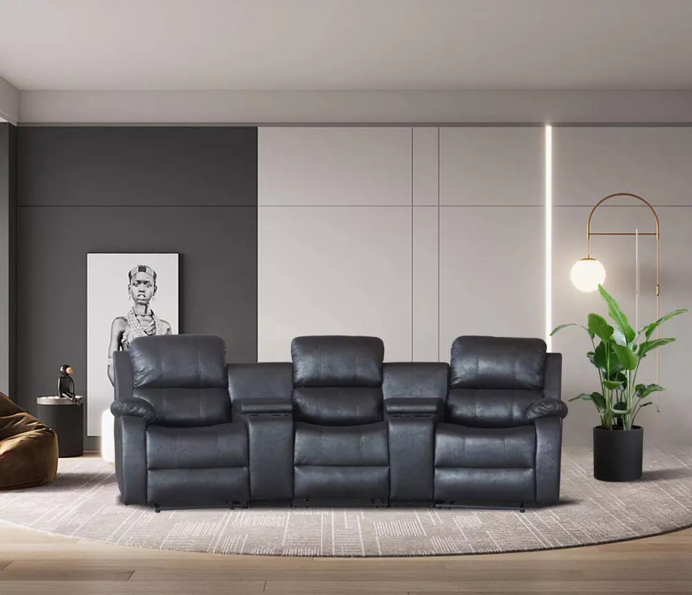 Happy Home Happy Home Home-Cinema 3-Sitzer Polstergarnitur schwarz