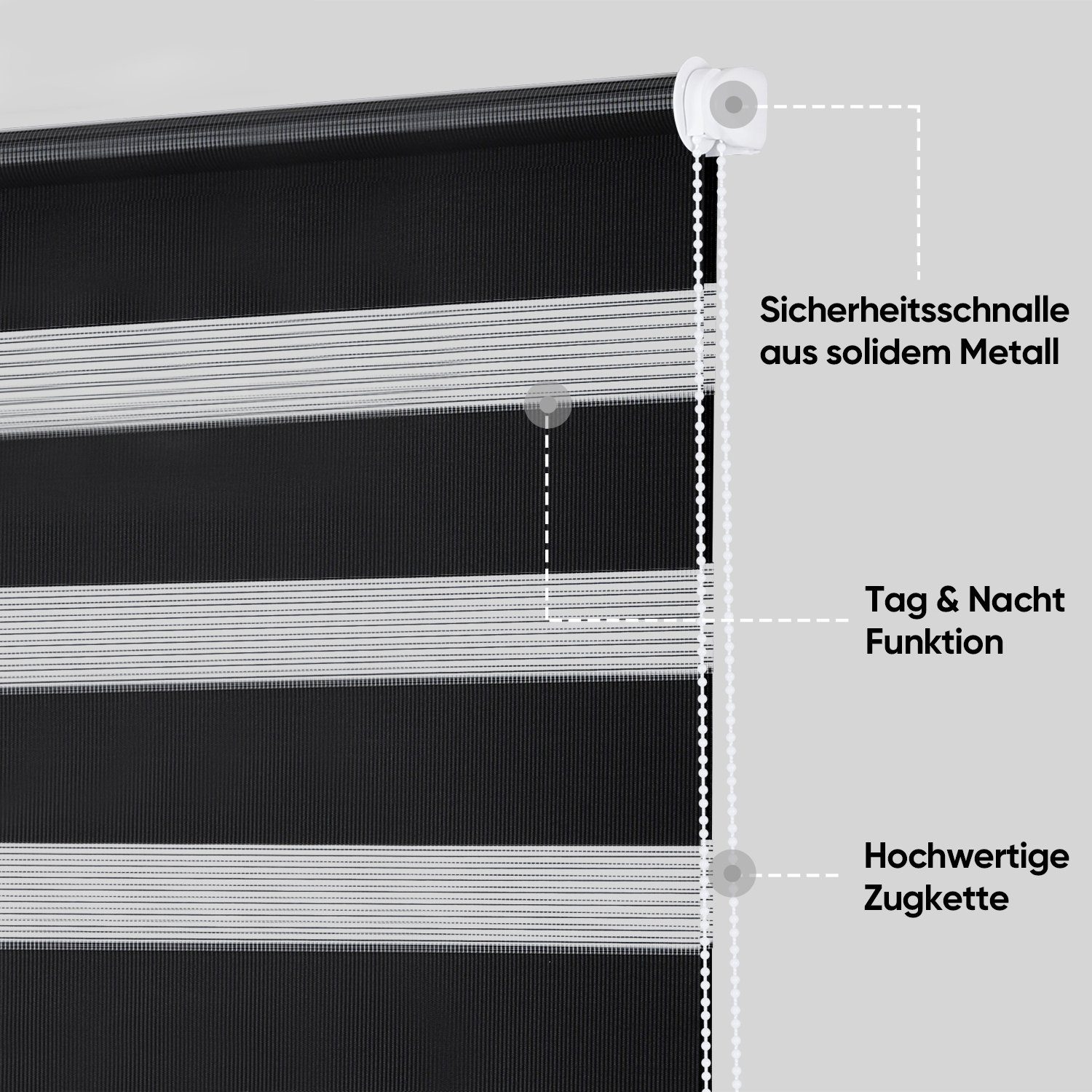 Doppelrollo Duo Rollo Klemmfix ohne Bohren für Fenster Rollos Jalousie Faltrollo, Sekey, Montage mit oder ohne Bohren möglich