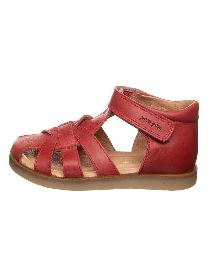 POM POM Leder-Halbsandalen in Rot günstig kaufen