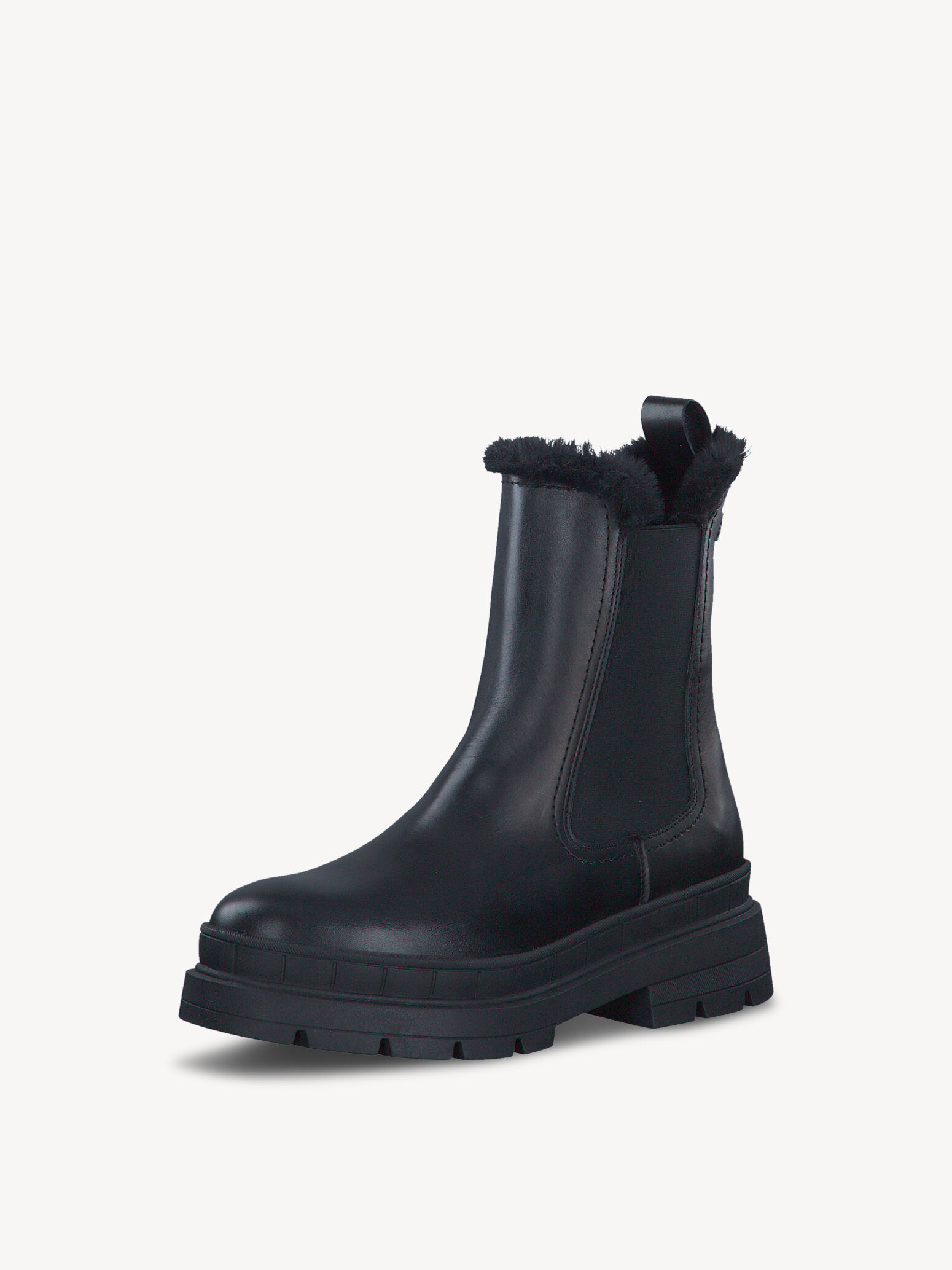 Bottine en cuir - noir doublure chaude