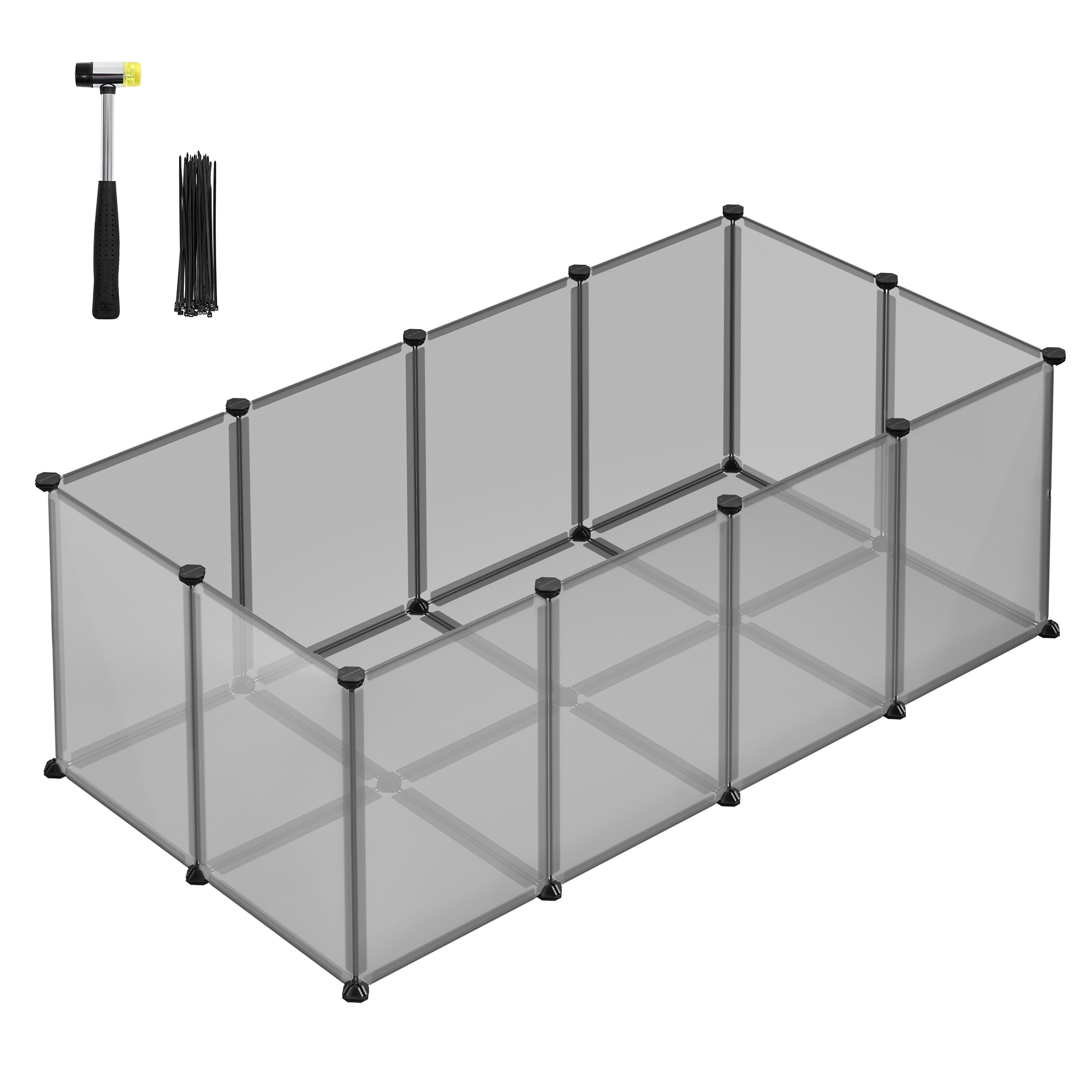 SONGMICS Freigehege SONGMICS L-XL Freigehege mit Bodenplatten grau 1,25 m, 63 cm, 42 cm