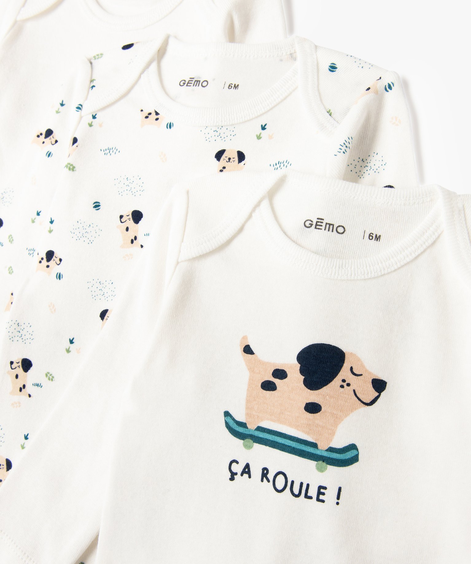 Body à manches longues et col US en coton biologique bébé... ecru | GEMO