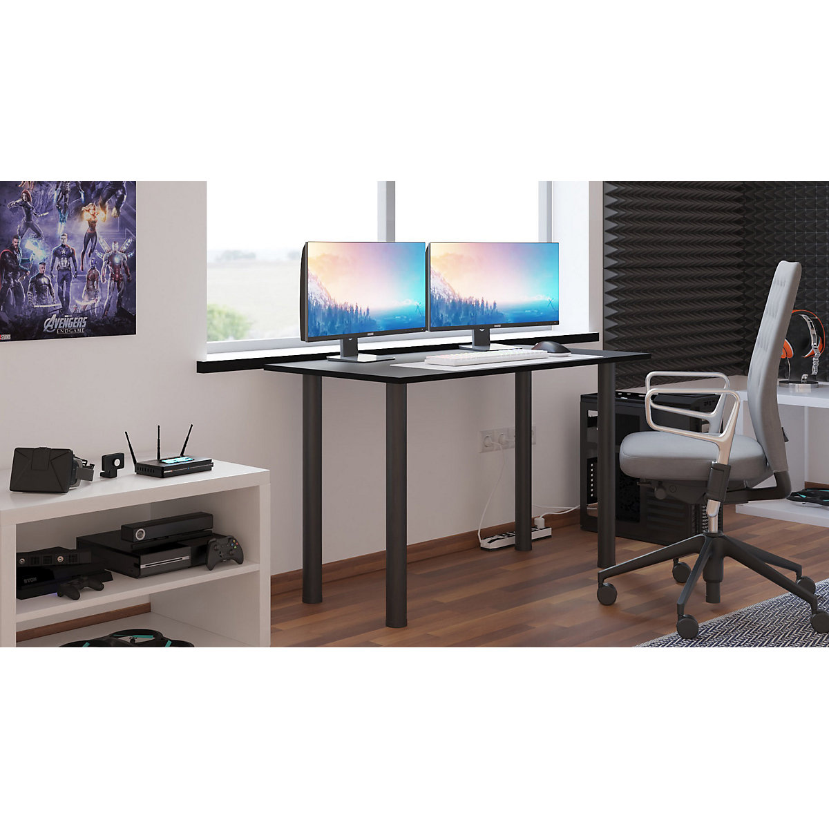 Gaming Schreibtisch mit Kabeldurchführung onesize