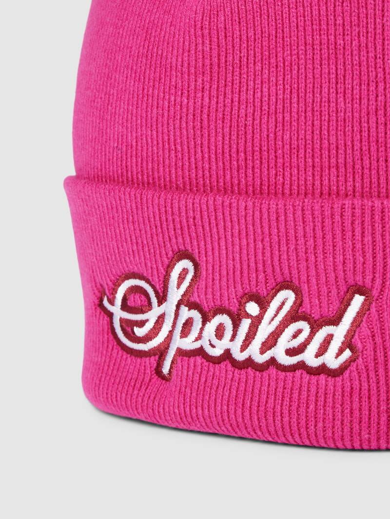 Beanie mit Strasssteinbesatz in fuchsia