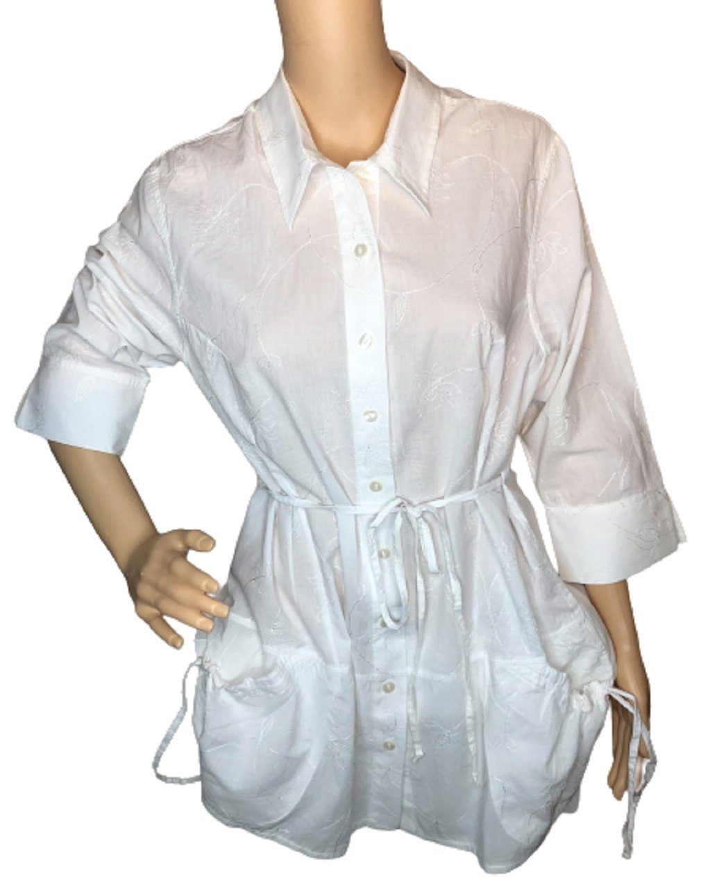 fischer collection Umstandsbluse N-22848 weiß mit Stickerei 40