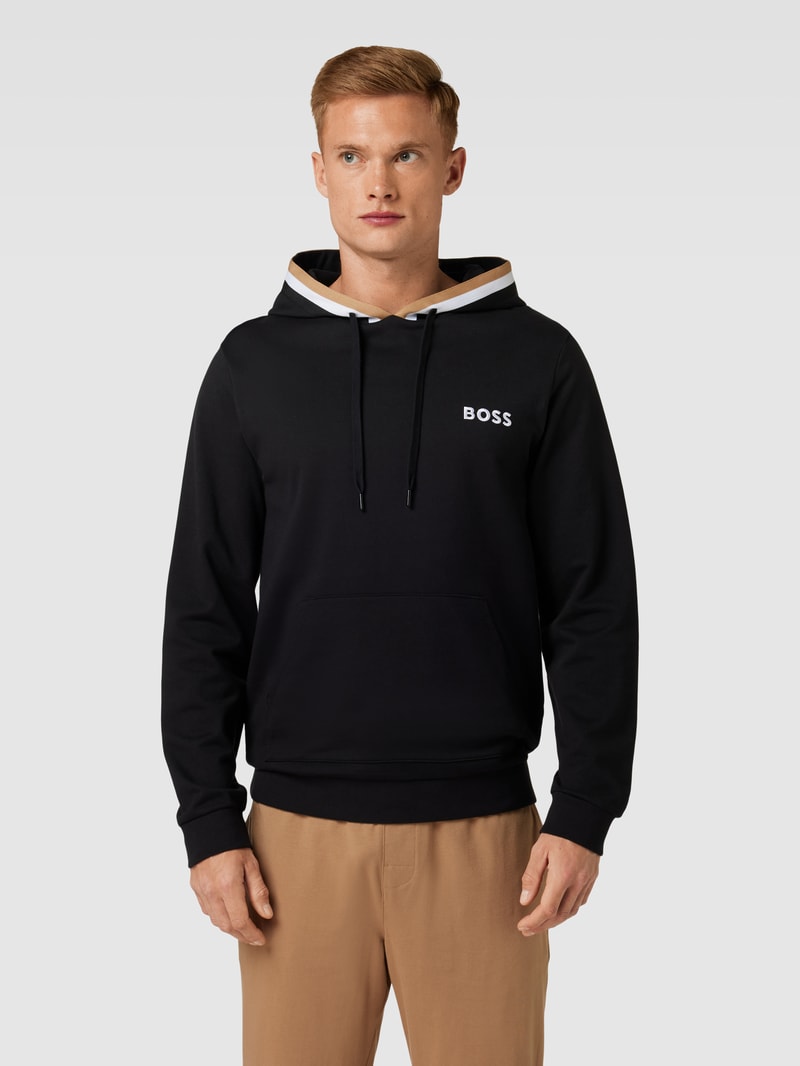 Hoodie mit Label-Stitching Modell 'Iconic' in schwarz