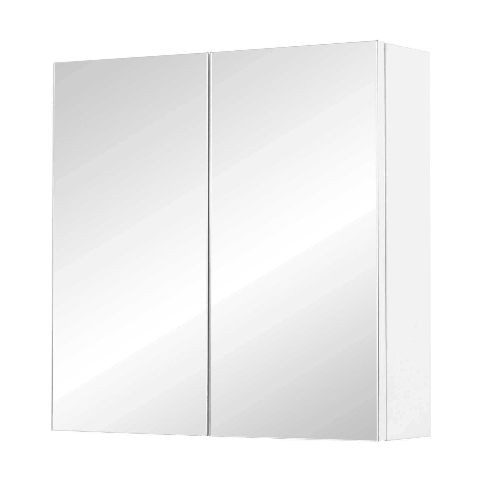 Mondeer Badezimmerspiegelschrank Badezimmerspiegel Hängeschrank, Wandschrank, mit 2 Türen 45 x 12.9 x 45 cm, Weiß
