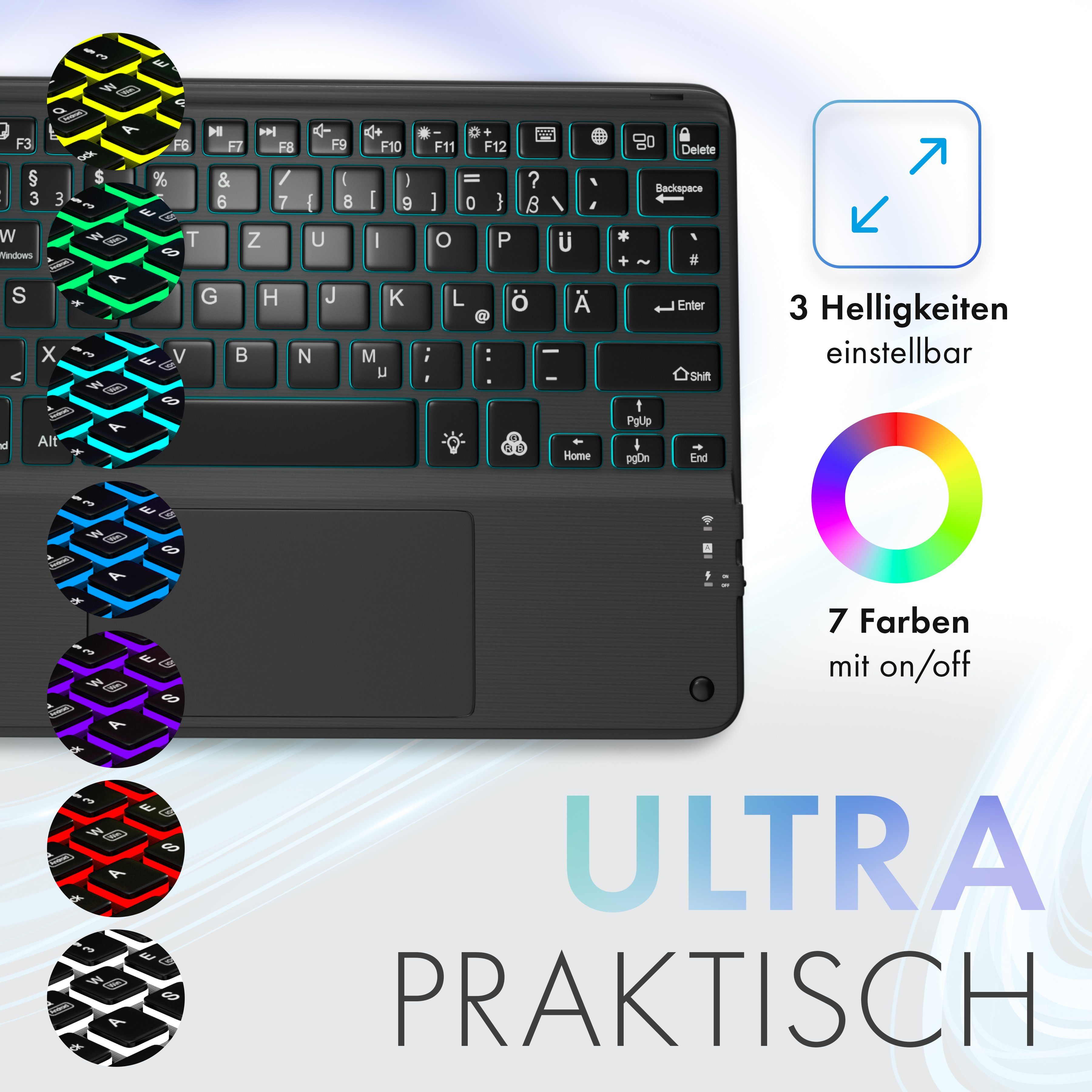 ZMC Samsung Galaxy Tab S8 Ultra X906B X900N 14,6 Zoll Schutz Hülle Tablet-Tastatur (Bluetooth, mit Beleuchtete Wireless Abnehmbare Tastatur / magnetisch)