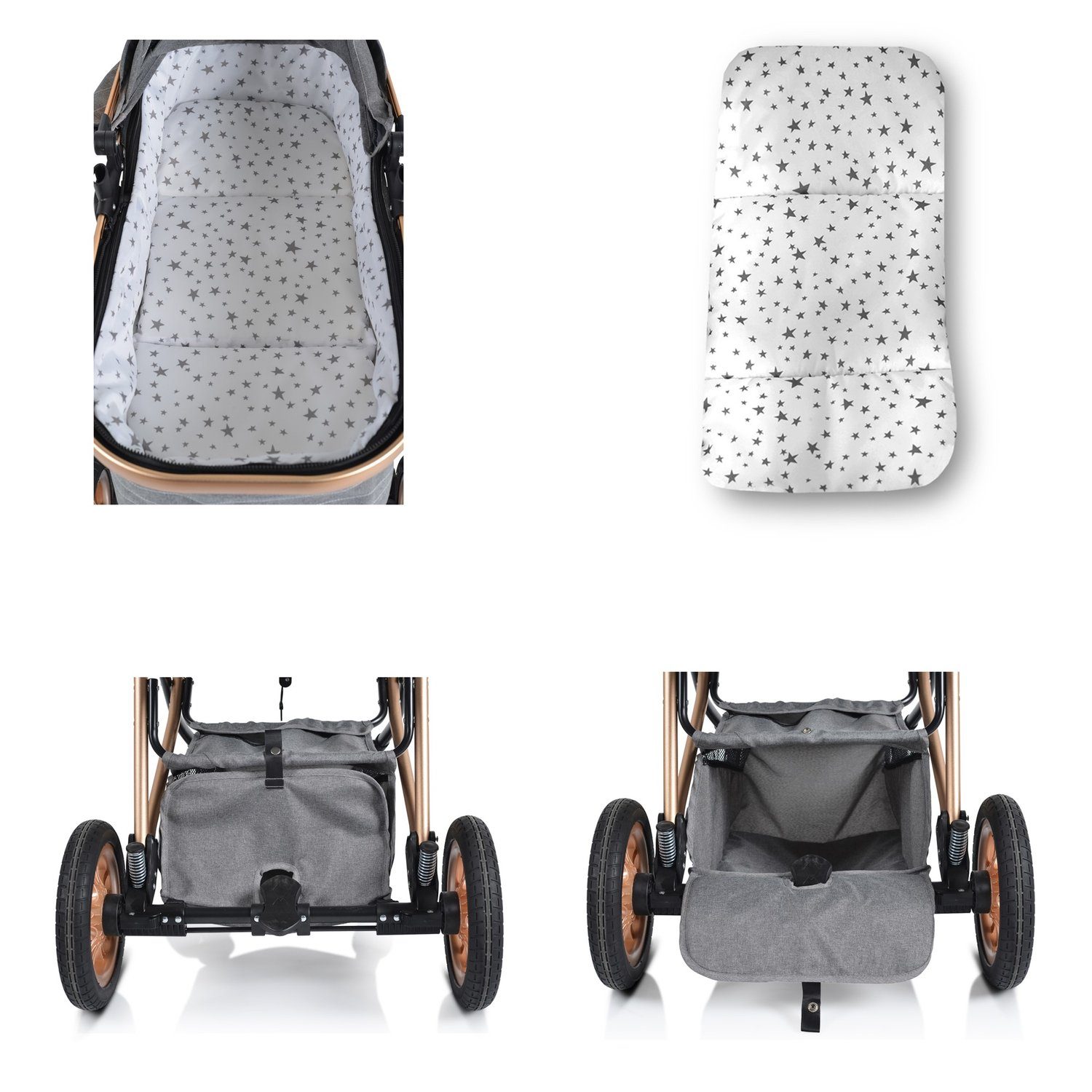Moni Kombi-Kinderwagen Kinderwagen Midas 3 in 1, Autositz, Sportsitz, Babywanne, Wickeltasche