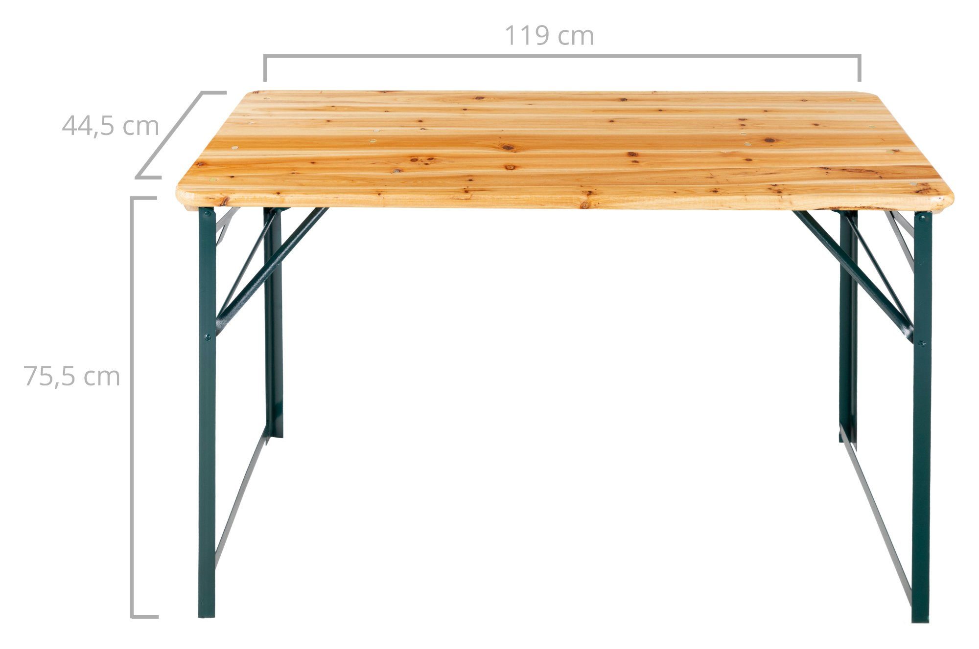 Stagecaptain Bierzeltgarnitur Hirschgarten BB-119 Sitzgarnitur mit Lehne 119 cm Länge, (Spar-Set, 15-tlg., 10 x Bank, 5 x Tisch), Mit aufsteckbarer Rückenlehne