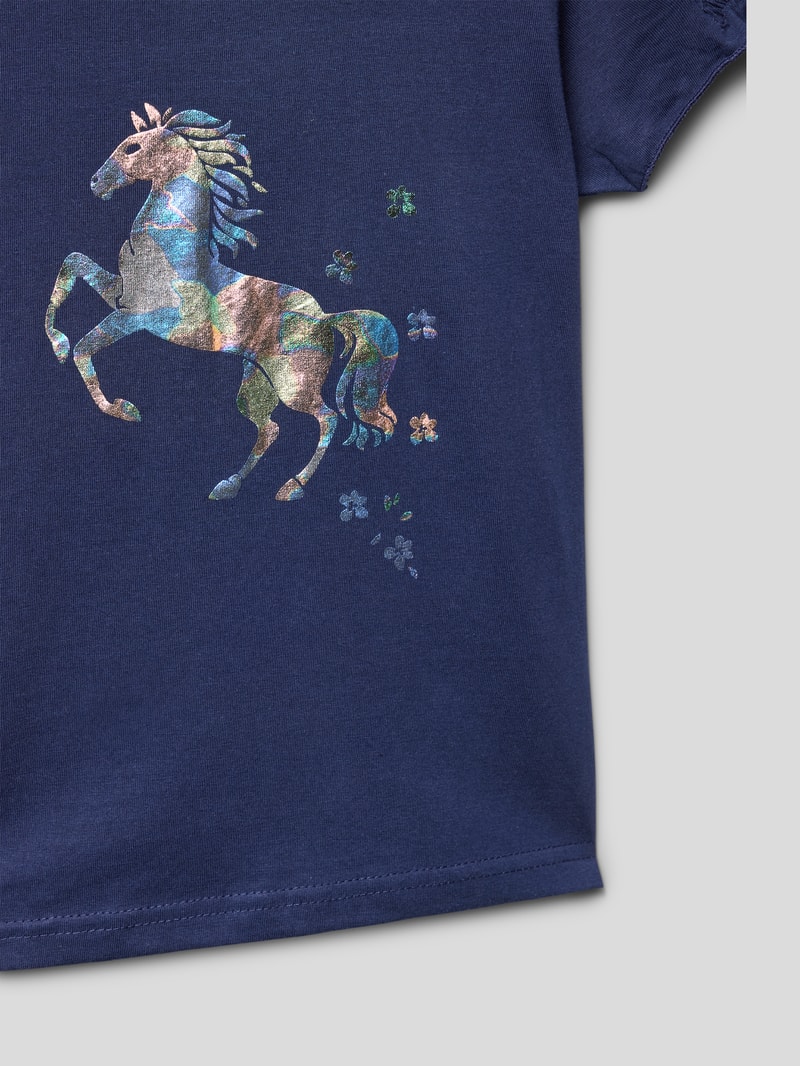 T-Shirt mit Motiv-Print in blau