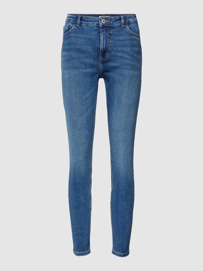 Skinny Fit Jeans im 5-Pocket-Design in dunkelblau meliert