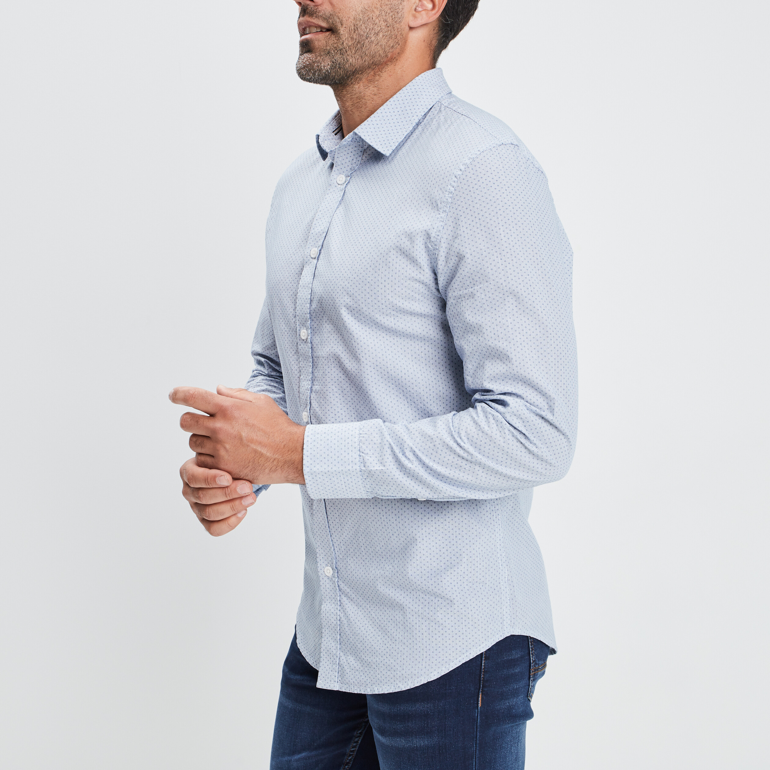 Chemise droite manches longues blanc homme | La Halle