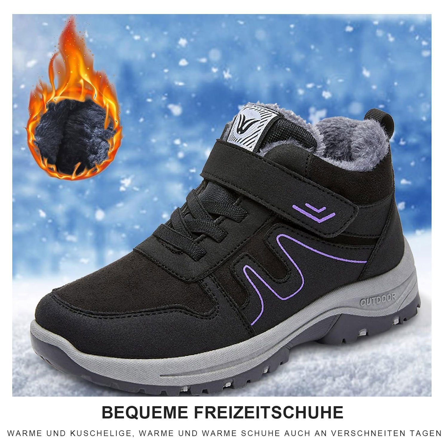 Daisred Damen Winterstiefel Trekkingschuhe mit Warme Pelzfutter Snowboots