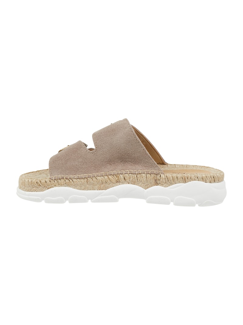 Sandalen aus Veloursleder in taupe