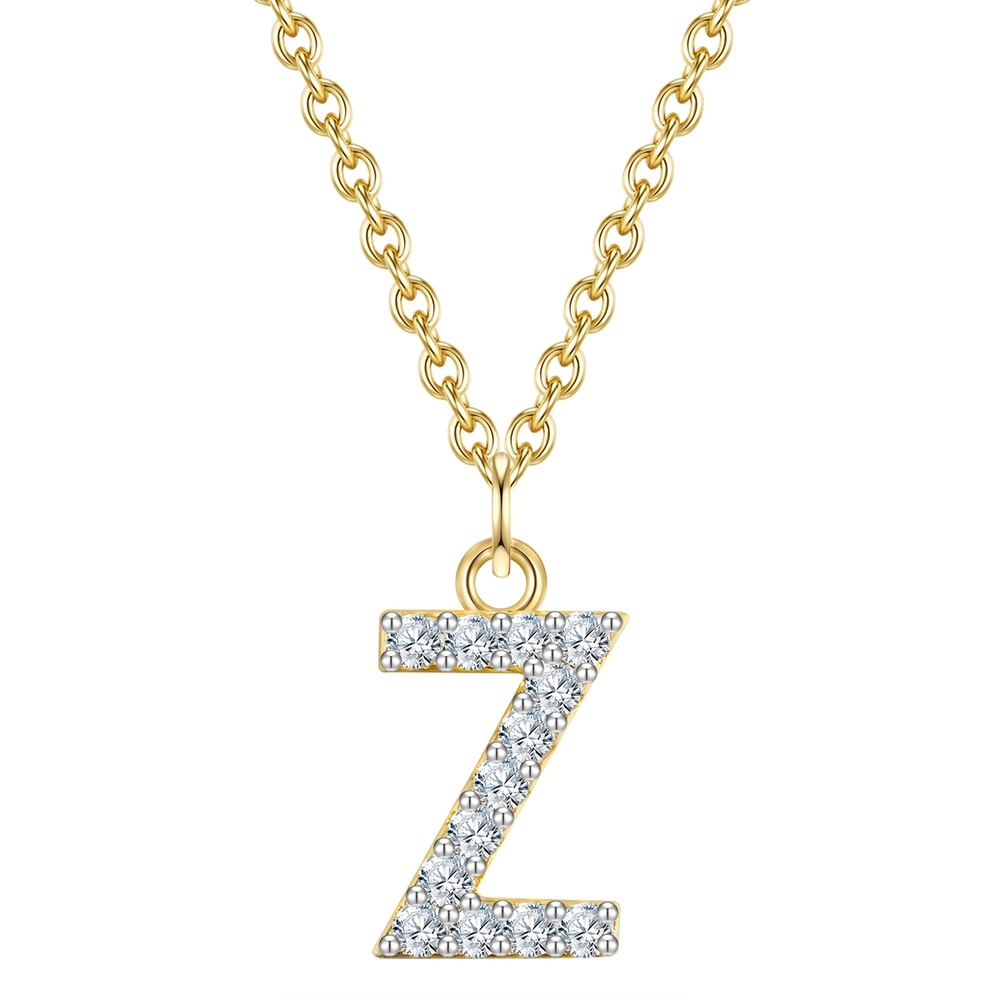 Glanzstücke München Collier en argent Lettre Z Argent sterling Oxyde de zirconium (CZ) en Or jaune collier