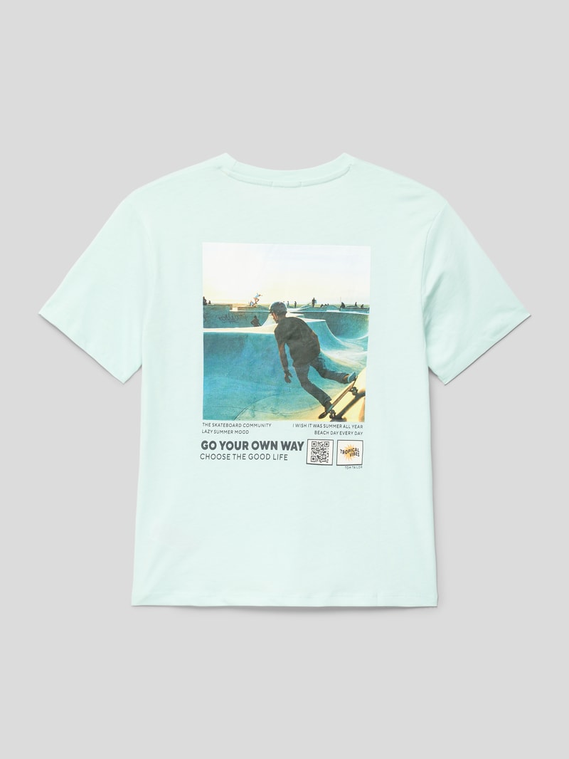 T-Shirt mit Motiv-Print in helltürkis